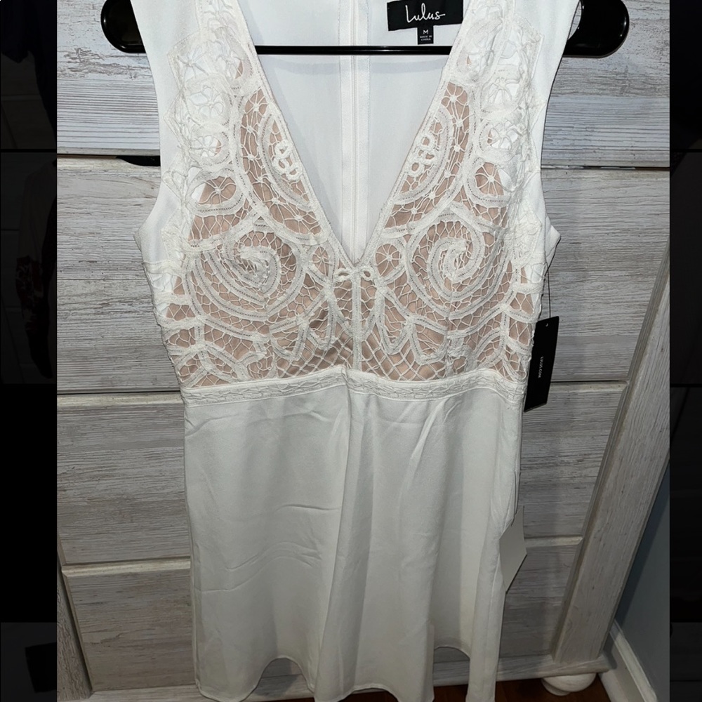 Lulu’s Florentia White Crochet Lace Skater Dress